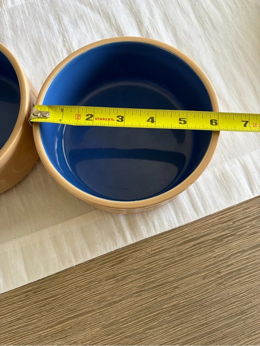 Mason Cash Cane & Blue Lettered Stoneware Dog Bowls